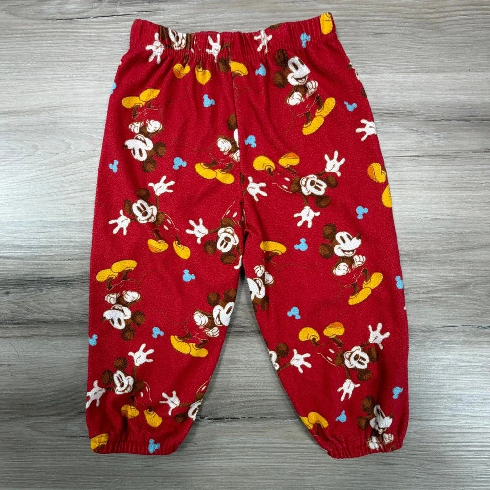Kids Red Mickey Mouse Fleece Pajama Pants Sleepwear Bottoms Size‎ 2T